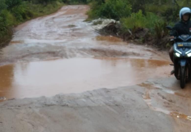 Jalan Pijal Melayu Luluh Lantak, Dilintasi Truk Sawit Hingga Alat Berat 