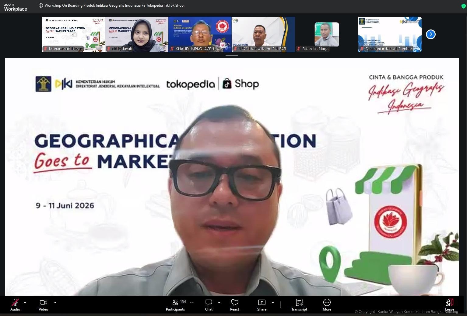 Kanwil Kemenkum Babel Ikuti Workshop Onboarding ke Tokopedia dan TikTok Shop