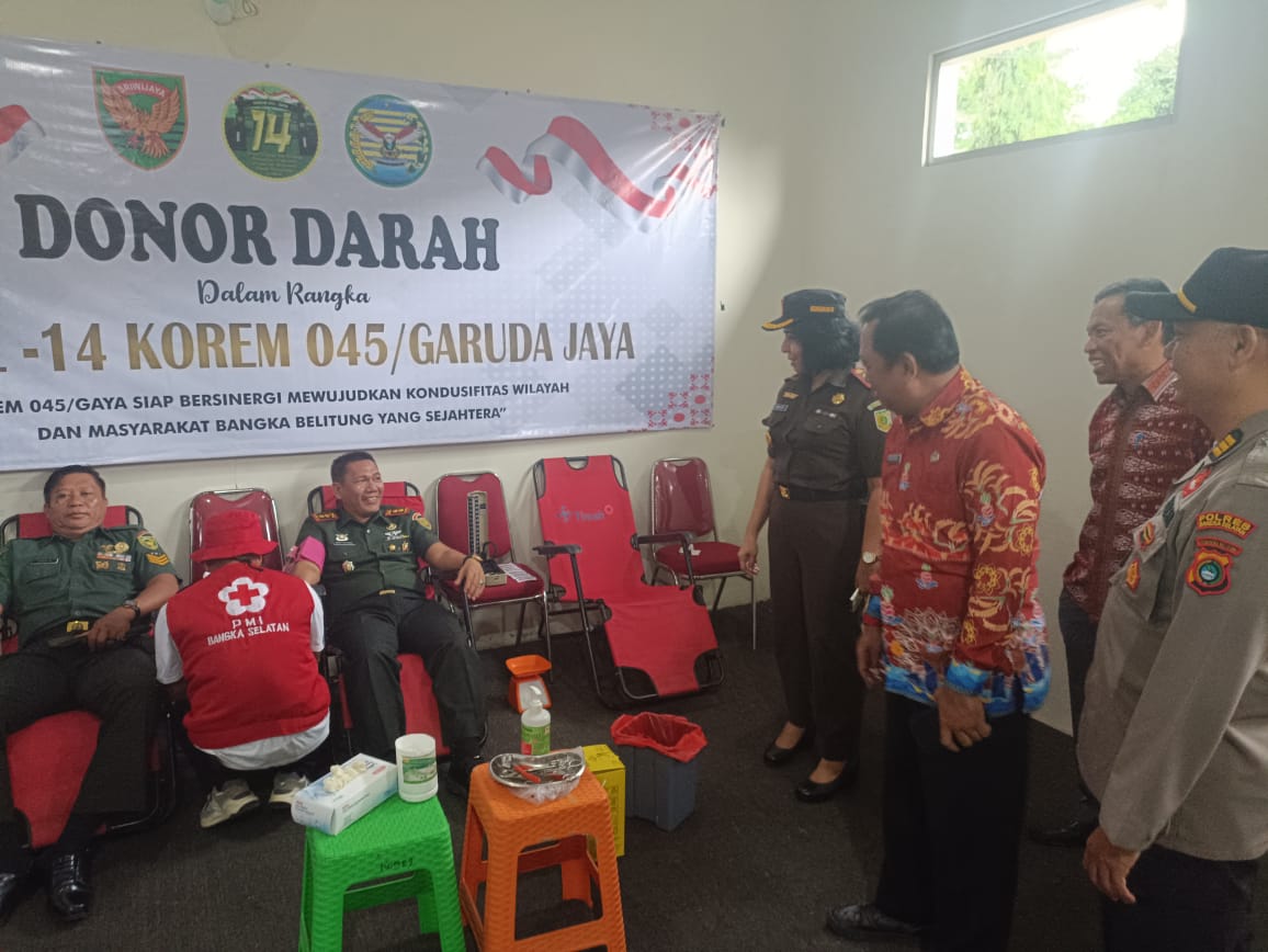 HUT Korem 045/Gaya ke 14, Kodim 0432/Basel Gelar Bakti Sosial Donor Darah 