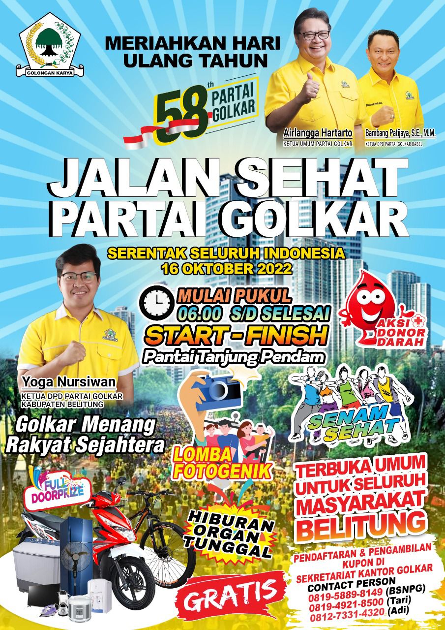 Pecah Rekor MURI, Jalan Sehat Partai Golkar di Belitung Dimeriahkan Lomba Fotogenik dan Ratusan Doorprize