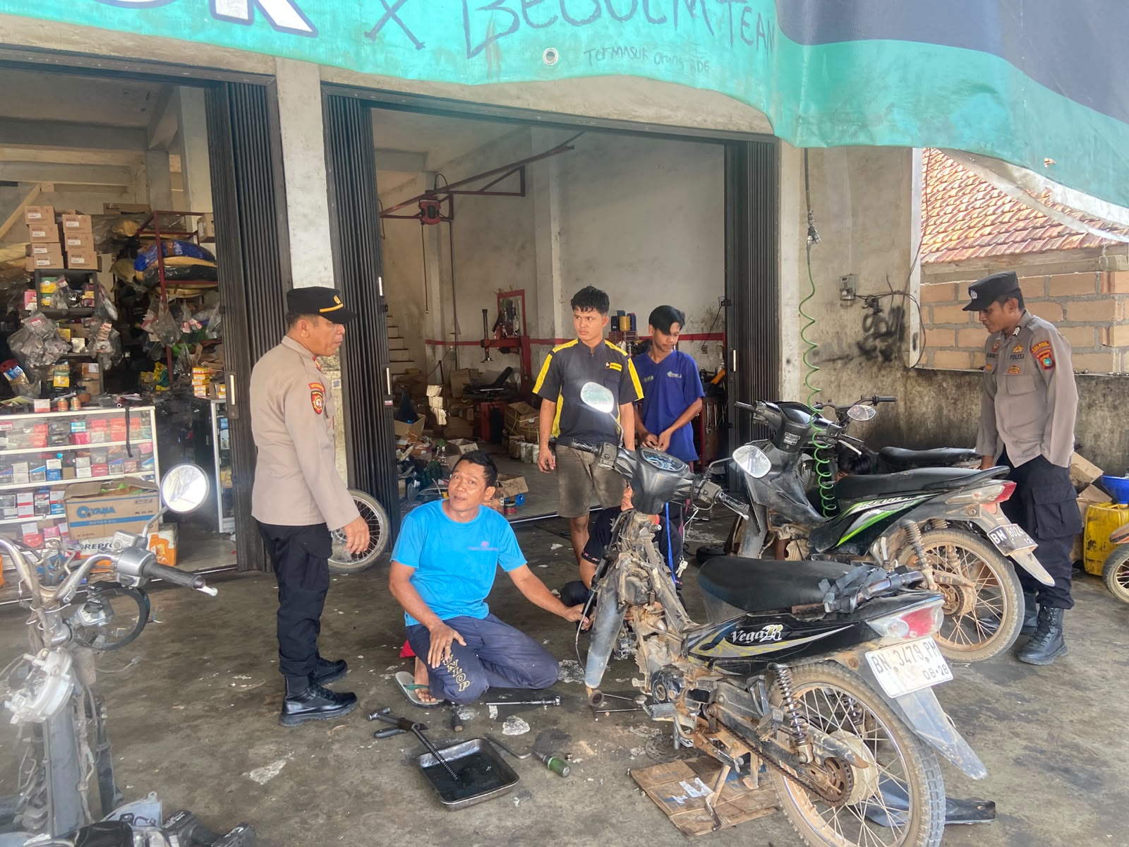 Polsek Pangkalan Baru Datangi Bengkel, Ingatkan Tak Jual dan Pasang Knalpot Brong