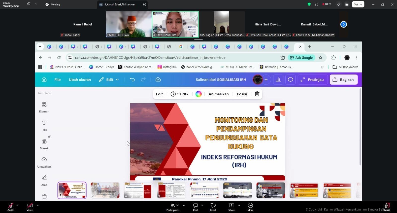 Kanwil Kemenkum Babel Dorong Optimalisasi Kinerja Pemda