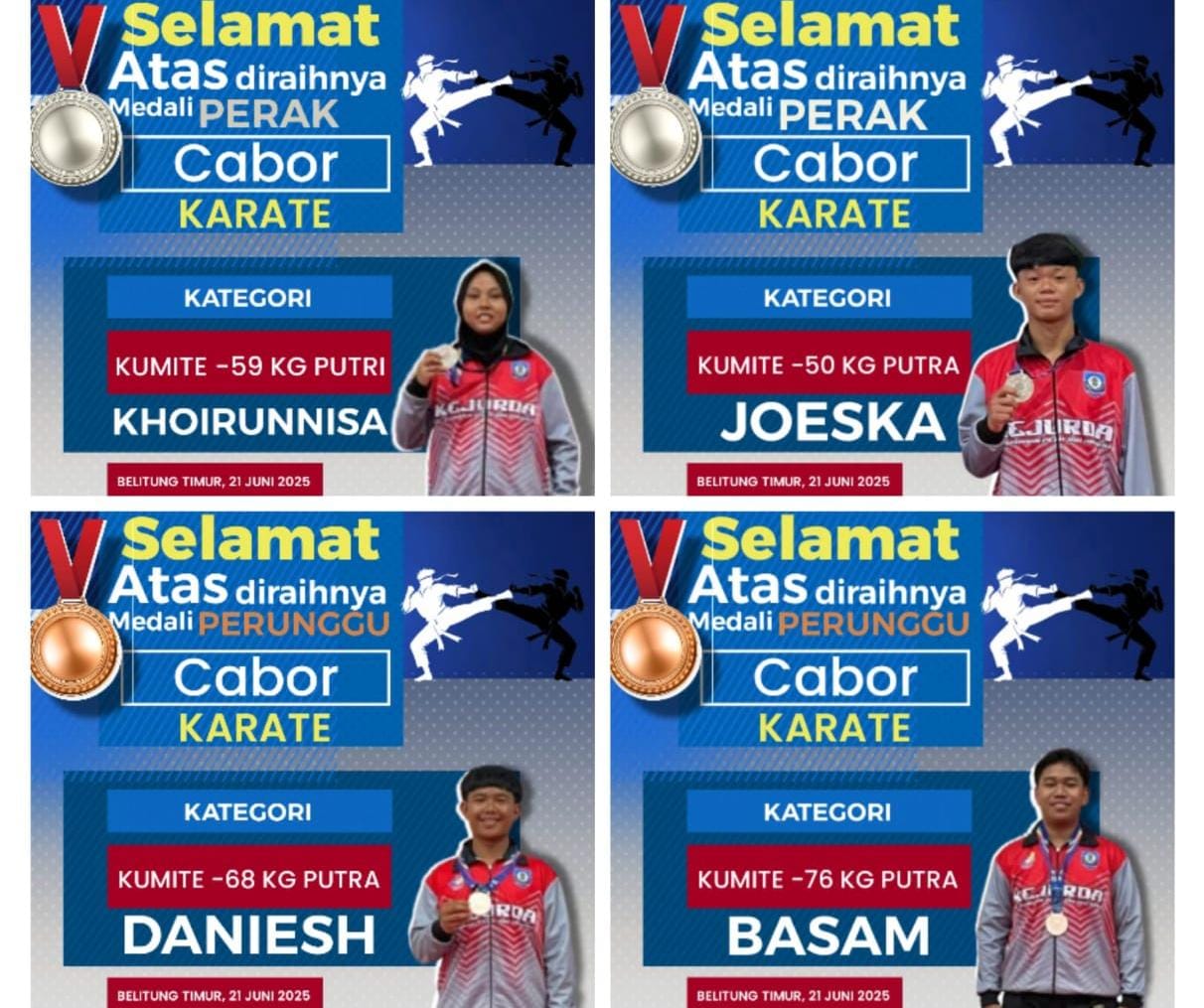 Ajang Kejurda Pelajar XII Belitung Timur, Cabor Forki Basel Sumbang Medali