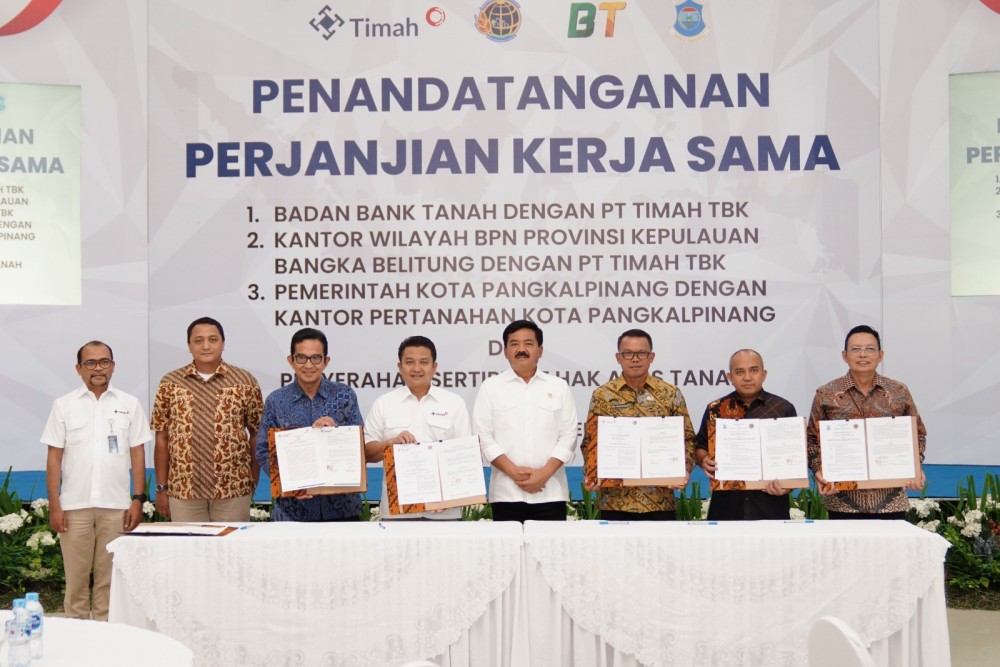 PT Timah Tbk Tandatangani Kerjasama dengan Badan Bank Tanah dan BPN Bangka Belitung di hadapan Menteri ATR/BPN