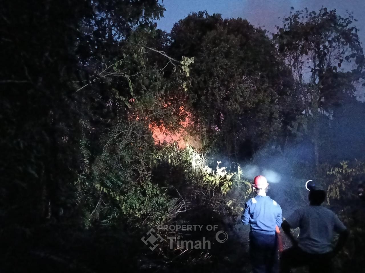 PT Timah Tbk Gerak Cepat Bantu Warga Padamkan Kebakaran Lahan