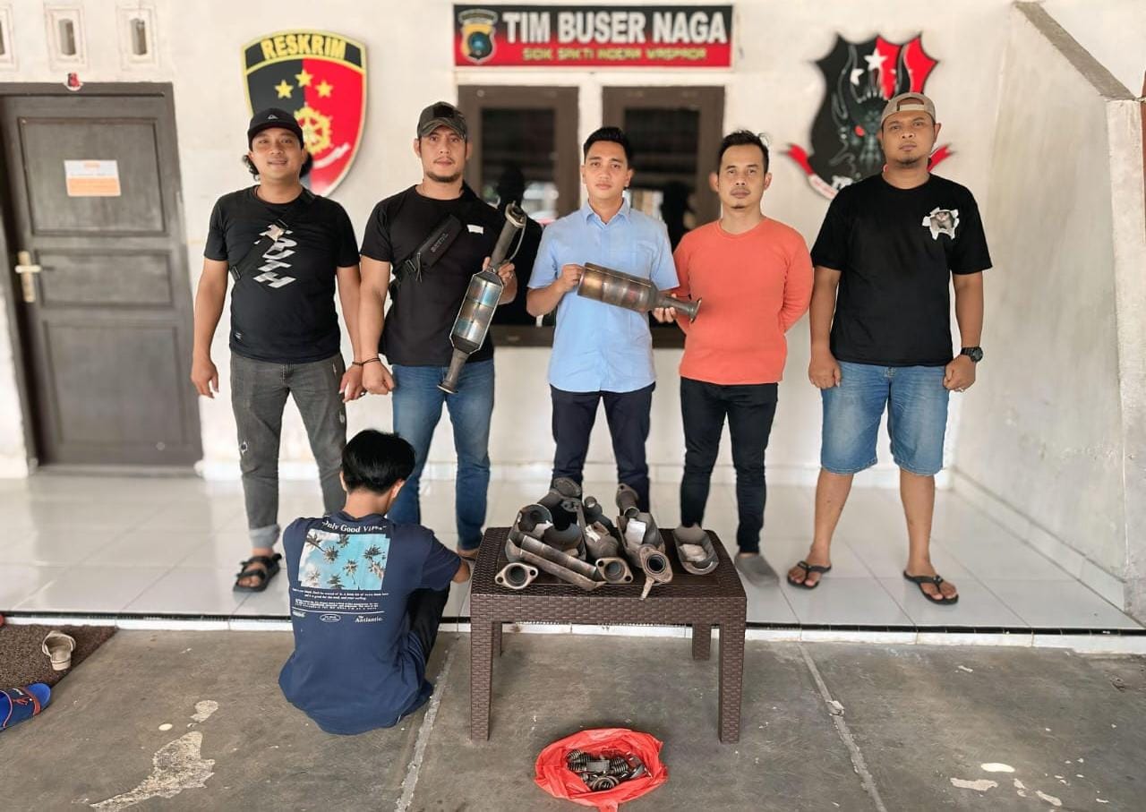 Spesialis Pencurian Katalis Knalpot di 12 TKP di Pangkalpinang Diringkus Buser Naga
