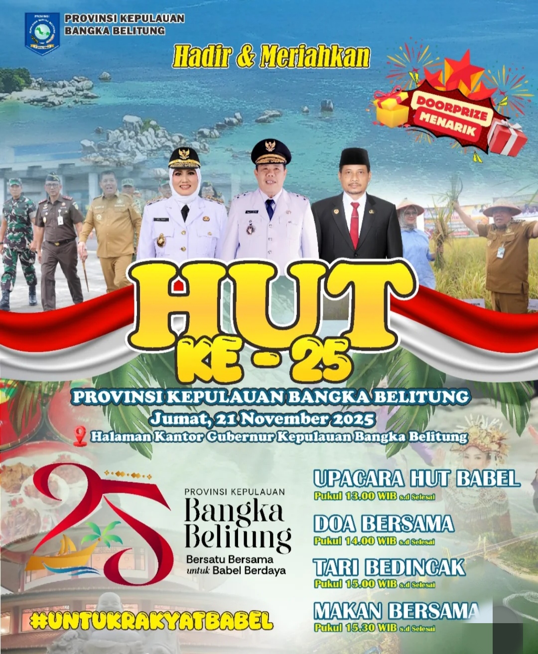 Pemprov Babel Siapkan Banyak Doorprize Bagi Warga Yang Hadiri Perayaan Hut ke-25 Besok