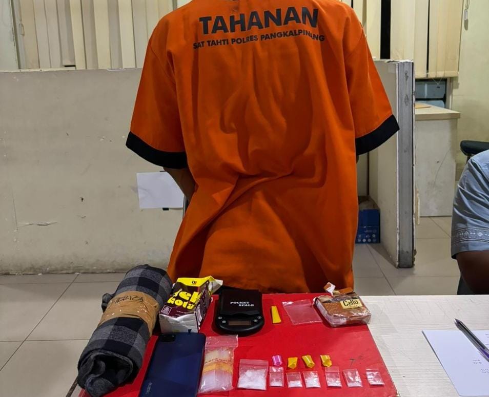 Juru Parkir Warkop Tungtau Jalan A Yani Pangkalpinang Diciduk Polisi Gegara Nyambi Jadi Kurir Sabu