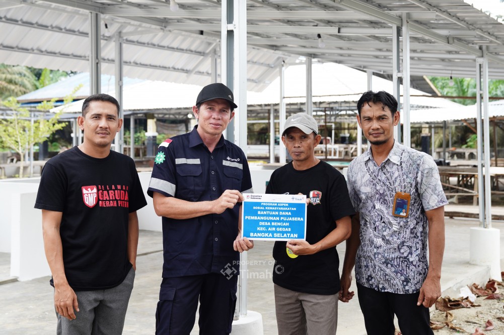 PT Timah Dukung Pembangunan Pujasera di Desa Bencah, Gairahkan Ekonomi Lokal