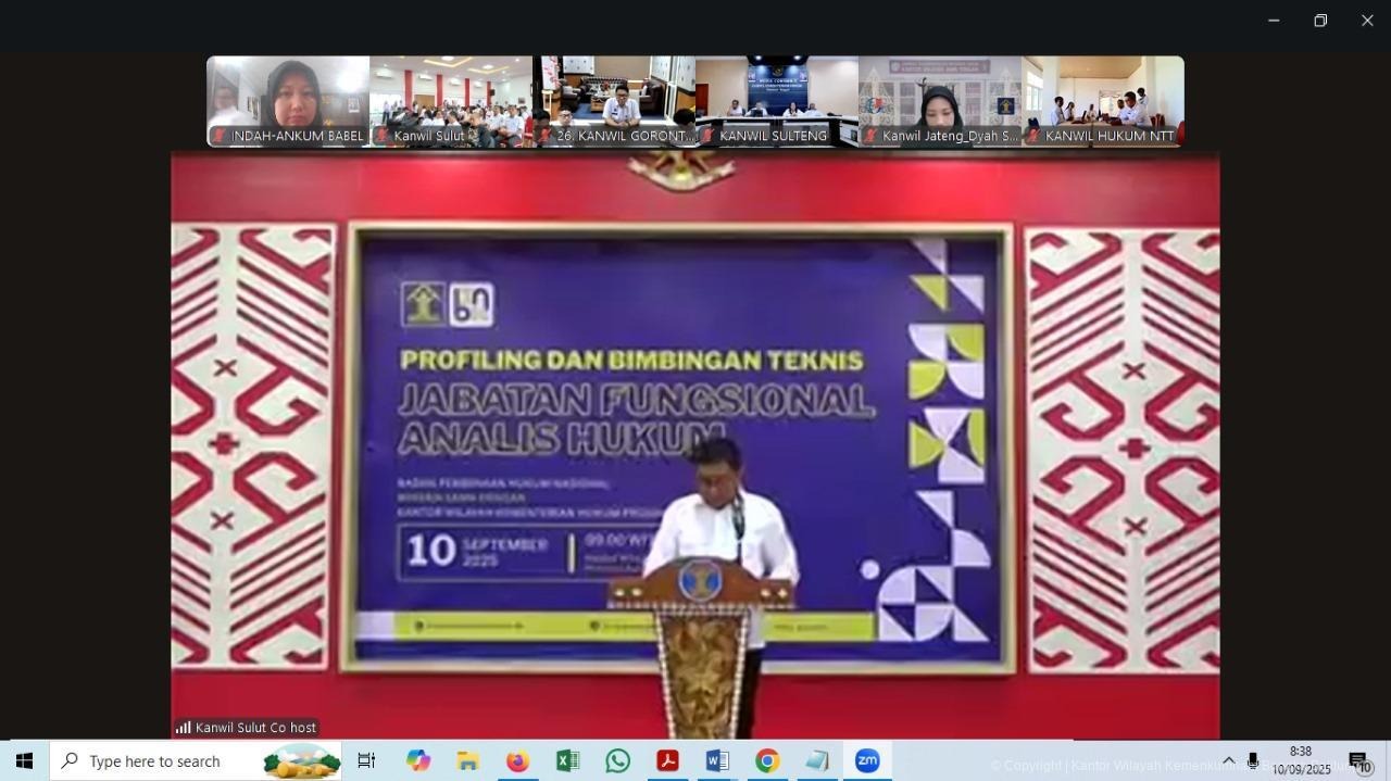 Kanwil Kemenkum Babel Ikuti Profiling dan Bimbingan Teknis Jabatan Fungsional Analis Hukum