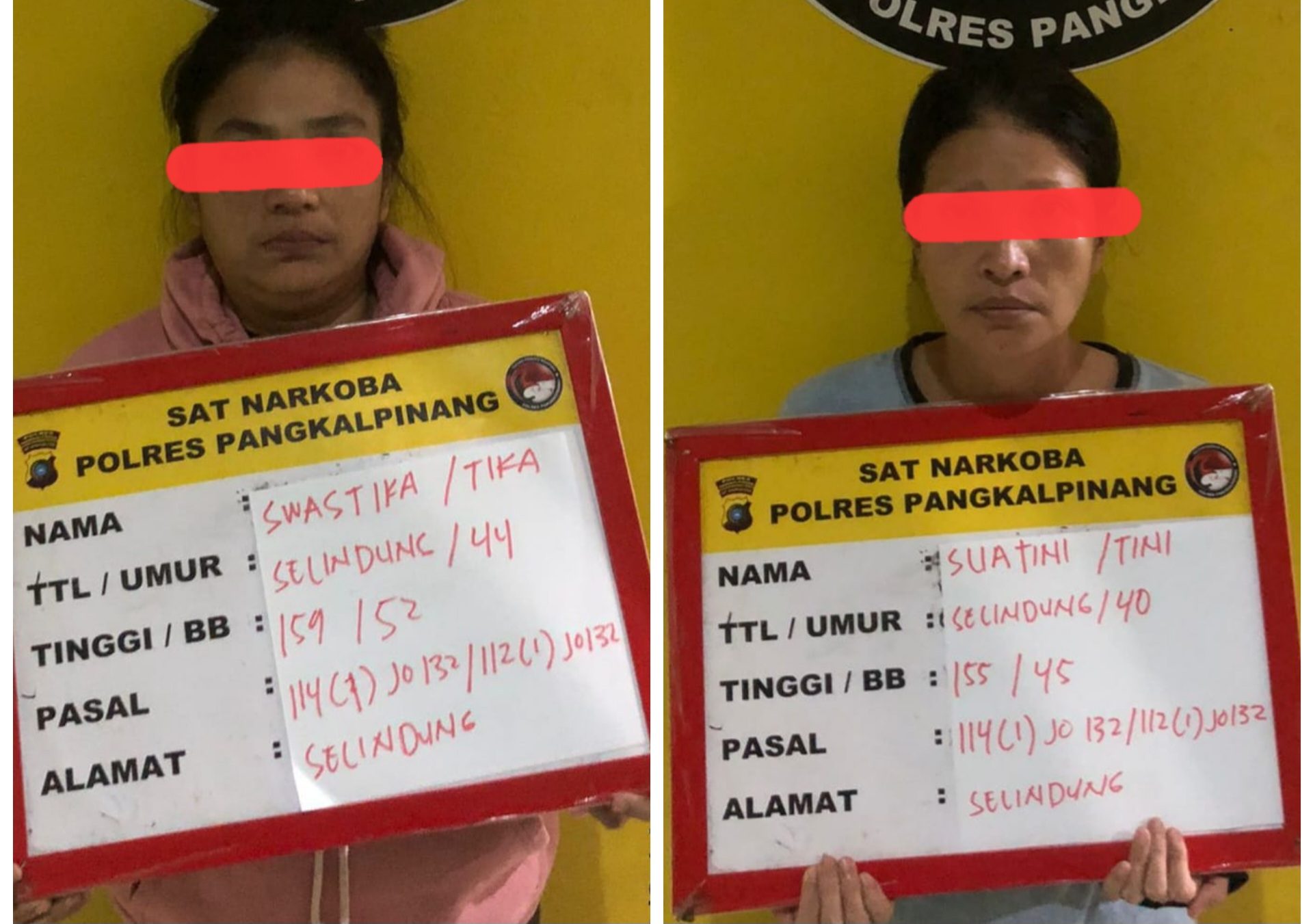 Duh, Dua Ibu Rumah Tangga Kakak Adik di Pangkalpinang Ini Ngedar Sabu