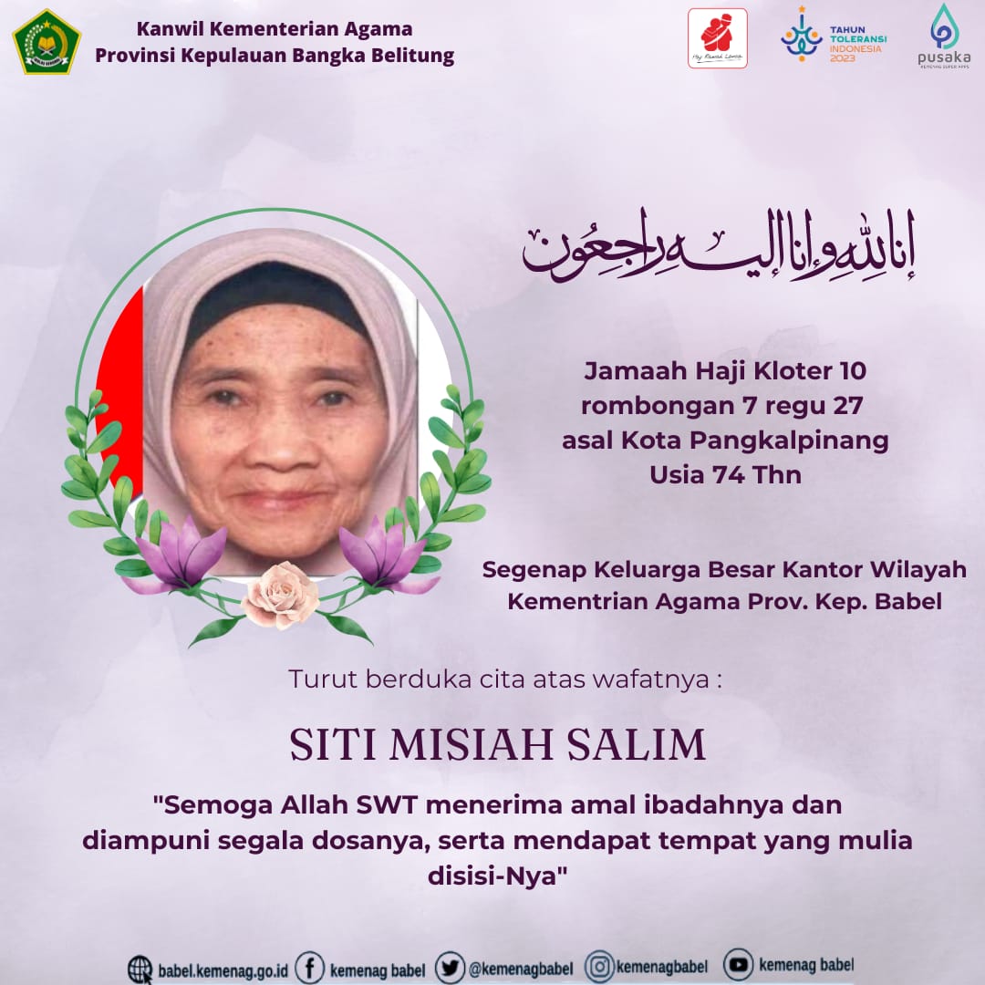  Lagi Berita Duka, Jemaah Babel Wafat di  Medan, Hj Siti Misiah dari Pangkalpinang
