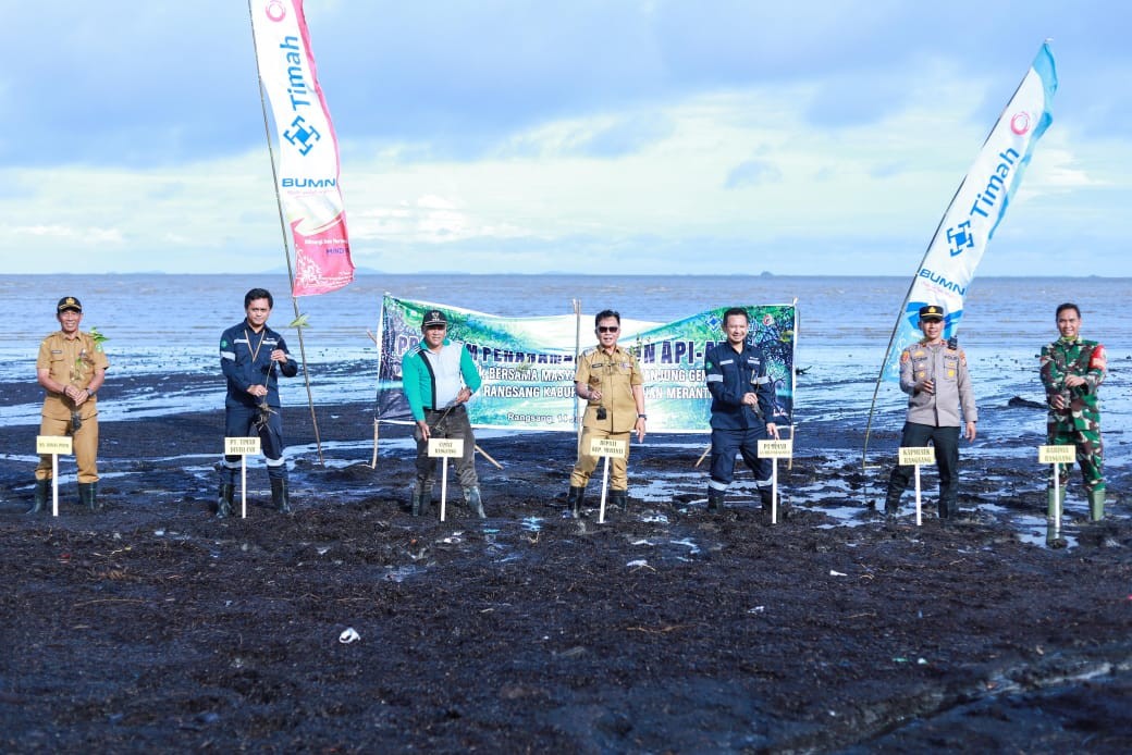 Cegah Abrasi dan Jaga Ekosistem Pesisir, PT Timah Tanam 3000 Mangrove di Pantai Sesai Party Beach