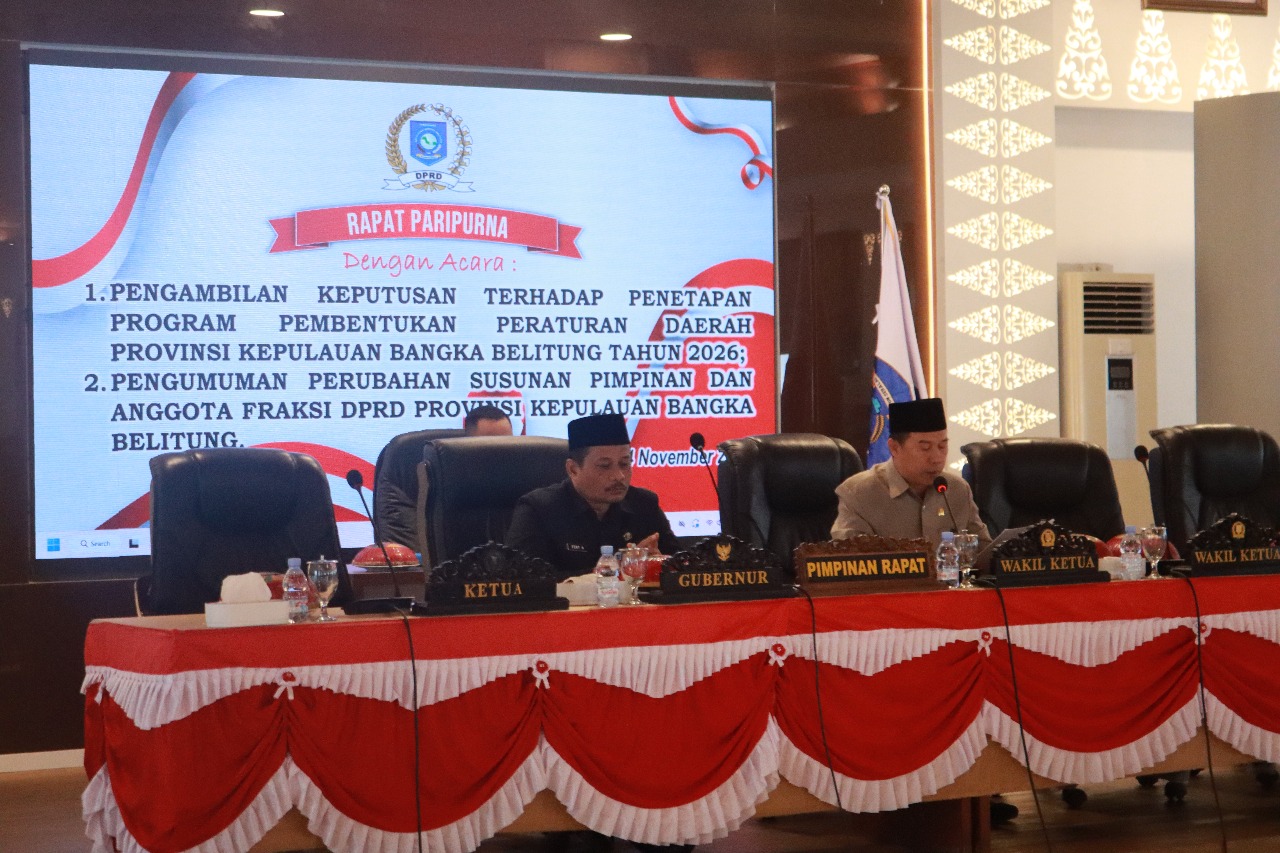 Rapat Paripurna Program Pembentukan Perda Babel 2026 Ditunda 