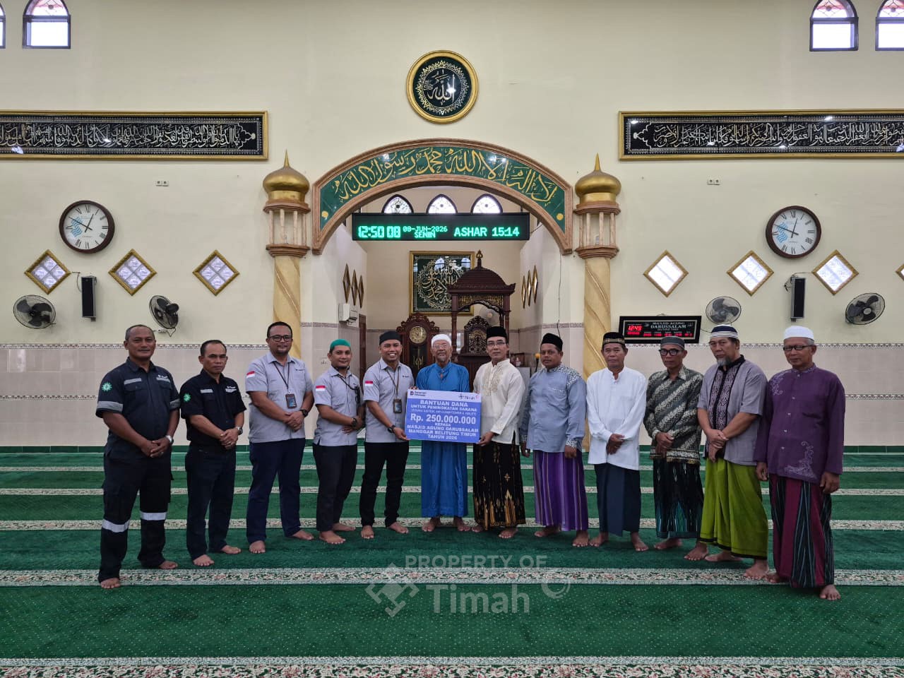 PT Timah Bantu Sarana dan Prasarana Masjid Agung Darussalam di Belitung Timur