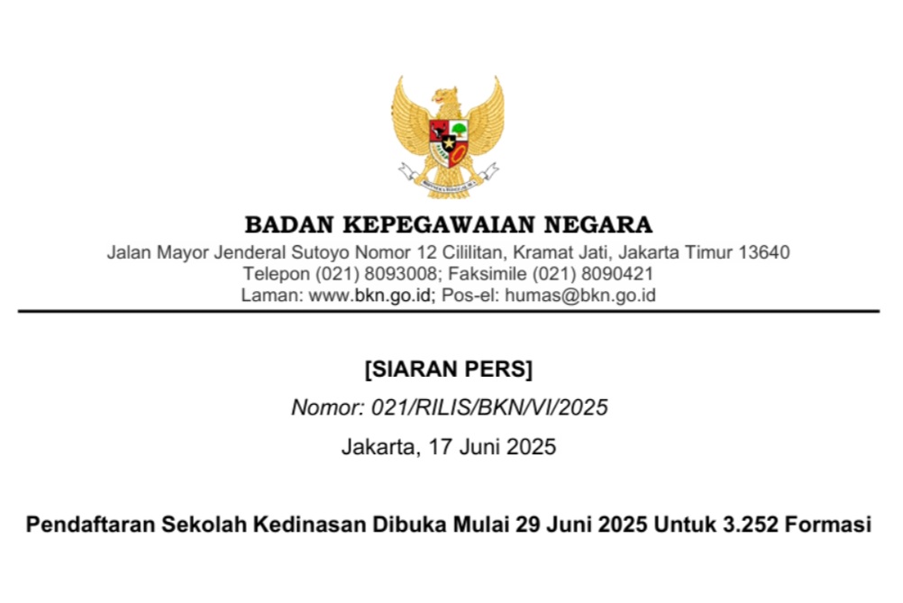 Pendaftaran Sekolah Kedinasan Dibuka 29 Juni 2025, Ada 3.252 Formasi di 7 Kementerian