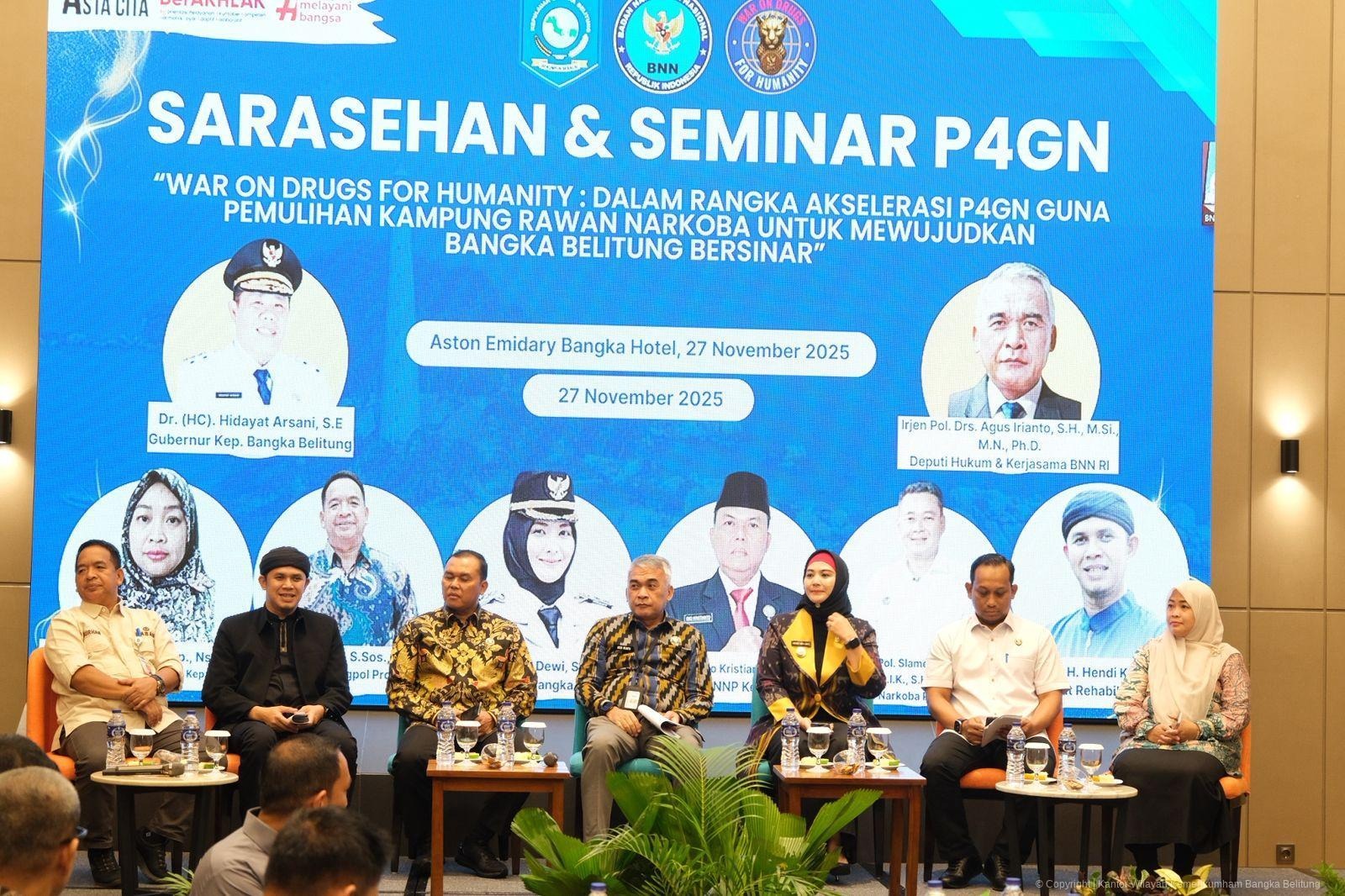 Kemenkum Babel menghadiri Sarasehan dan Seminar P4GN, Dorong Pemulihan Kampung Rawan Narkoba di Babel