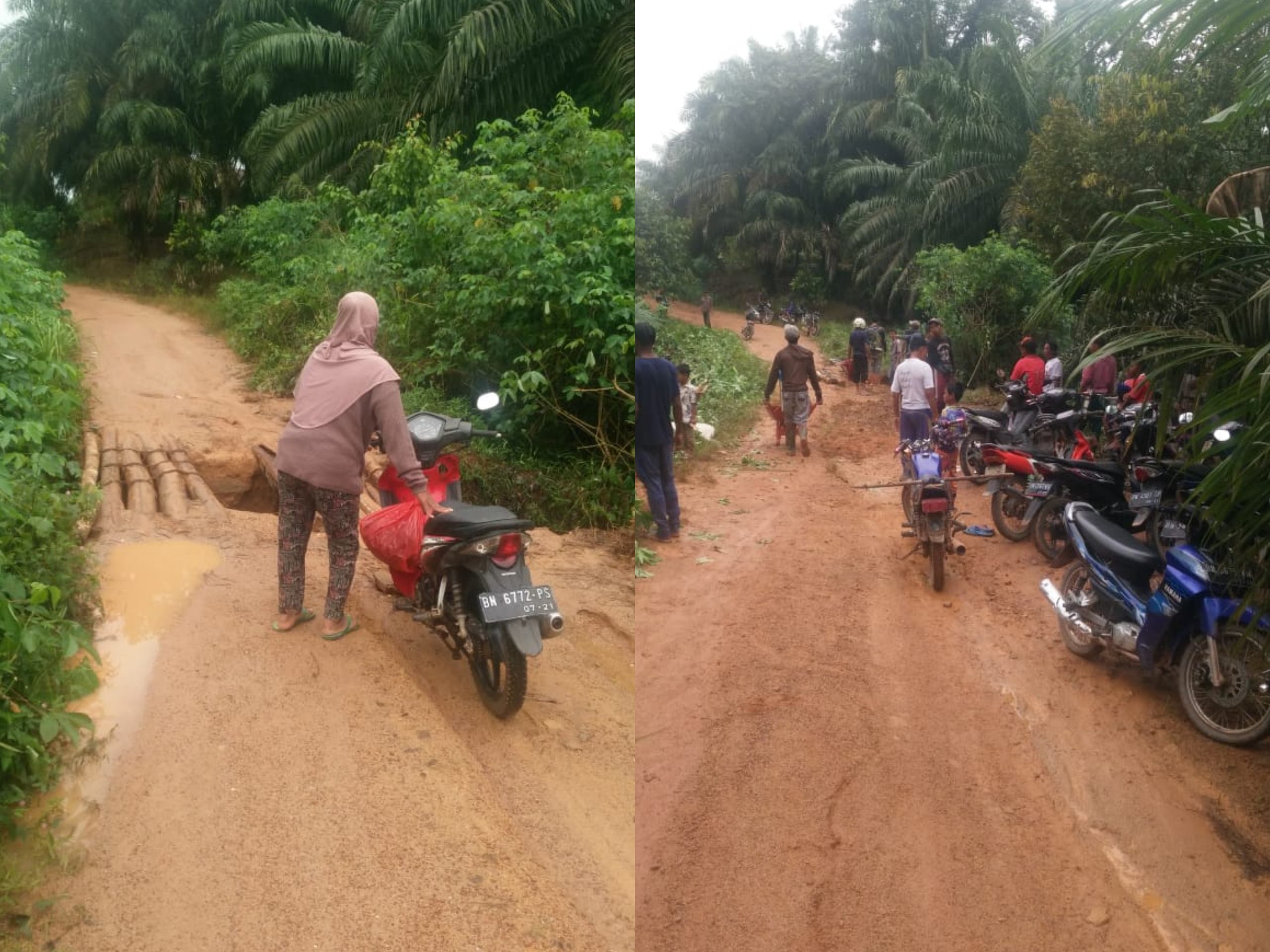 Akses Jalan Putus, Warga Panang Sadap Desa Wisata Perlang Terisolir 