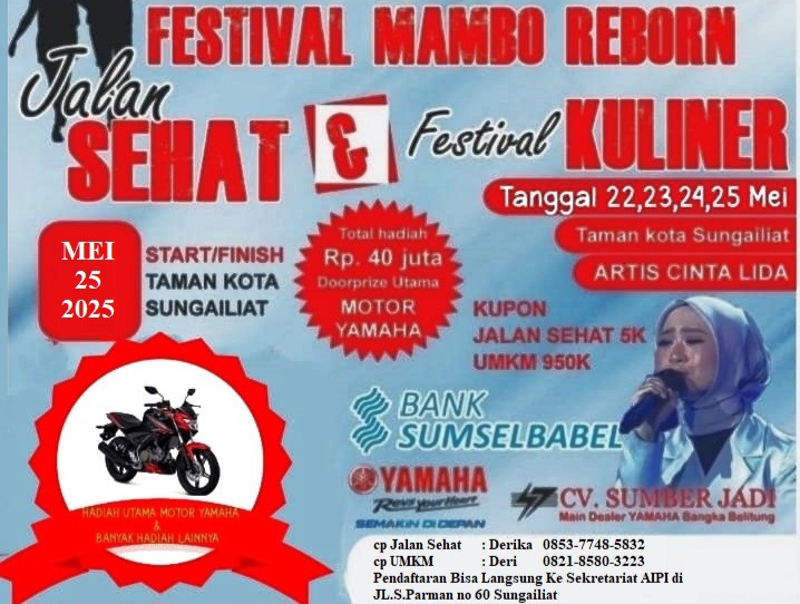 AYO IKUTI JALAN SEHAT HUT KOTA SUNGAILIAT KE 259 TAHUN, TOTAL HADIAH 40 JUTA