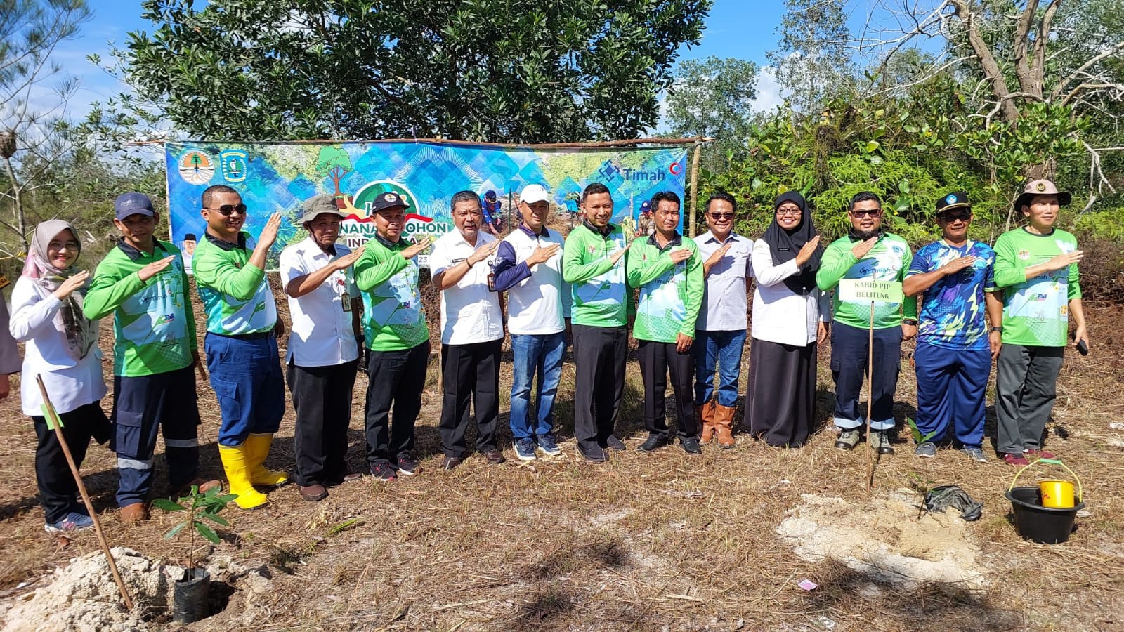 Peringati Hari Menanam Pohon Indonesia, DLH Belitung-PT Timah Tbk Tanam Pohon di Lahan Bekas Tambang 