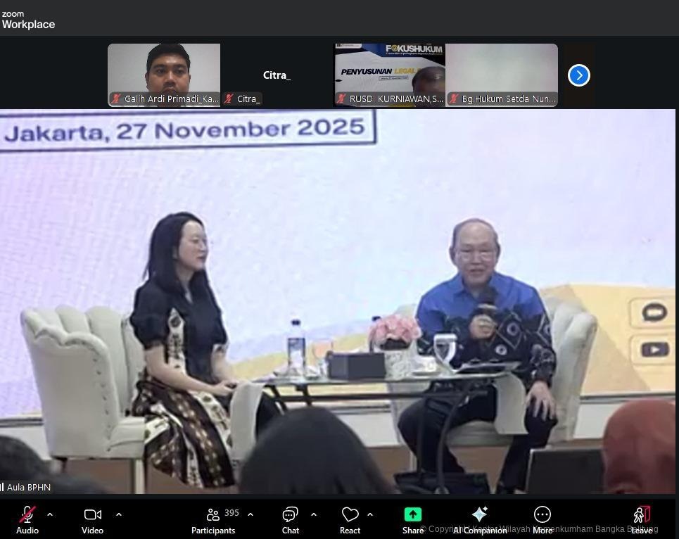 Kanwil Kemenkum Babel Ikuti Forum Peningkatan Kapasitas Analis Hukum Bertema Penyusunan Legal Opinion