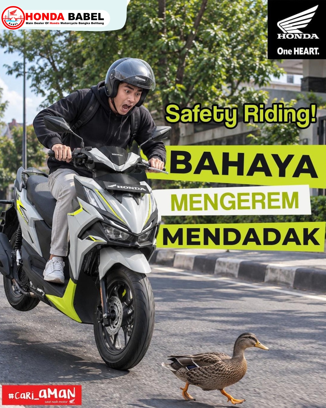 Honda Babel Ajak Pengendara Waspadai Bahaya Mengerem Mendadak Saat Berkendara