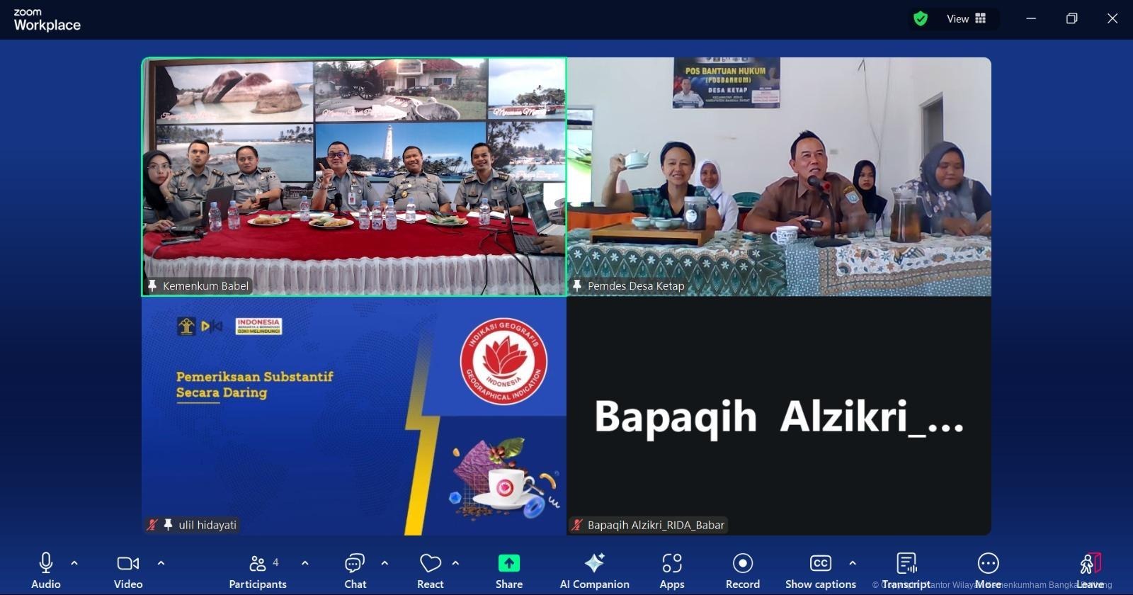 Kanwil Kemenkum Babel Laksanakan Simulasi Pemeriksaan Substantif Indikasi Geografis Teh Tayu Bangka Barat