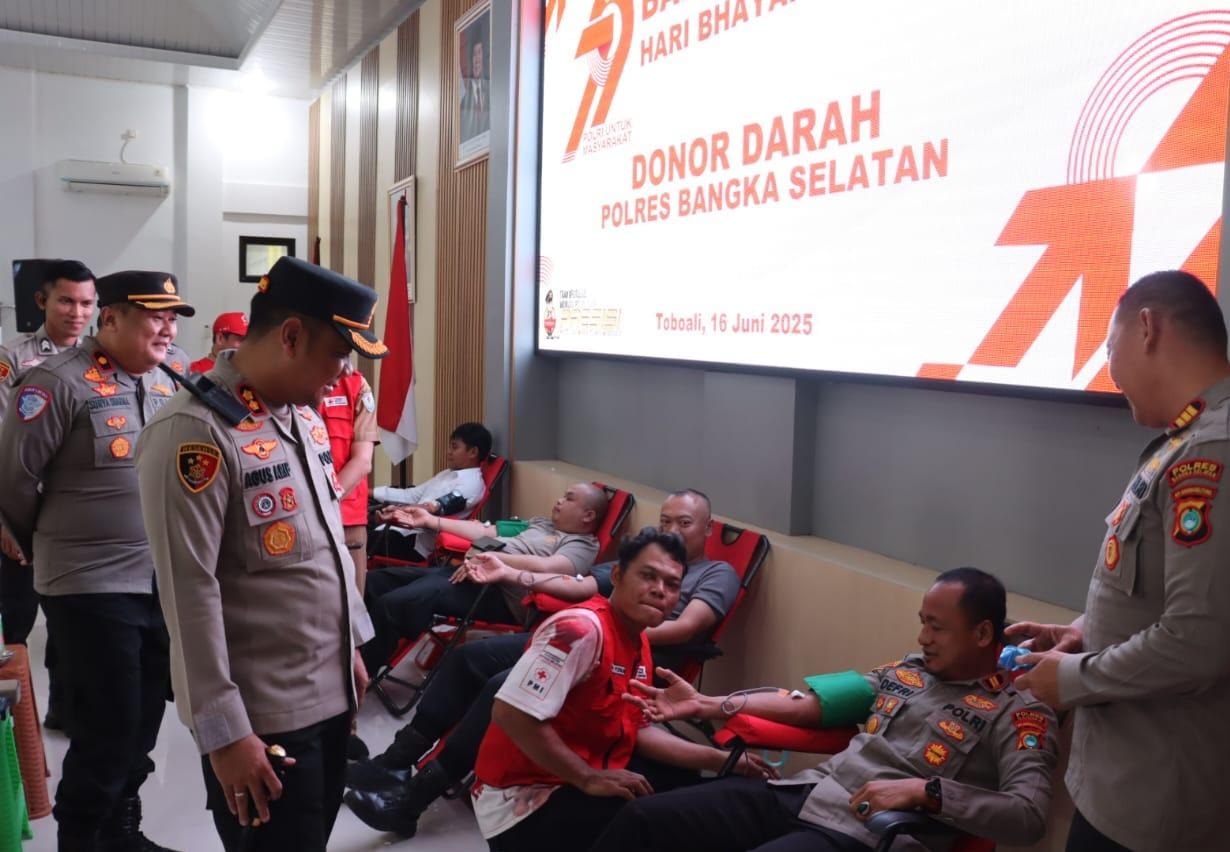 Bakti Kesehatan Sambut HUT Bhayangkara ke 79, PMI dan Polres Basel Dapatkan 48 Kantong Darah