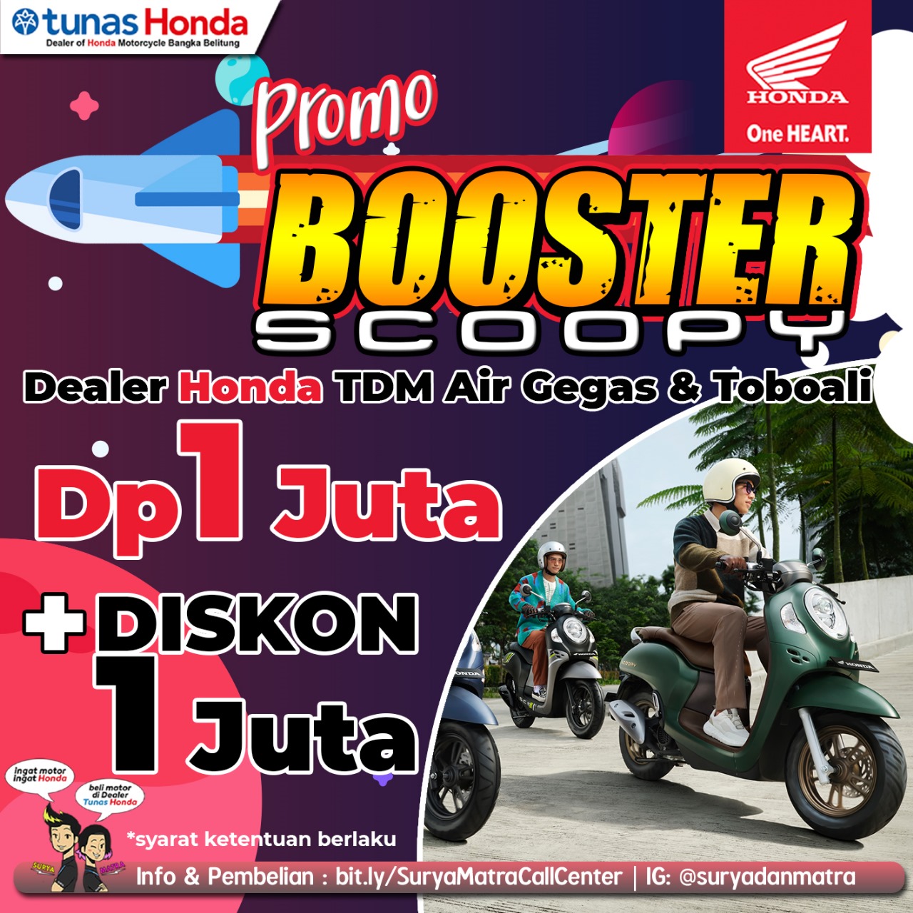 Oktober Spesial Promo Honda Booster, Buruan Merapat ke Honda TDM Airgegas dan Tikung Maut Toboali