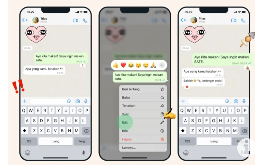 Horeee... Pesan WhatsApp Terkirim Kini Bisa Diedit