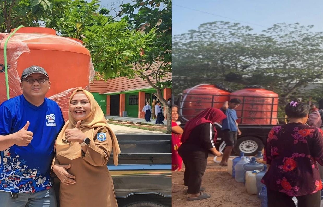 Kemarau Mencekik, SMPN 1 Toboali Dapat Bantuan Air Bersih dari Suwandi 
