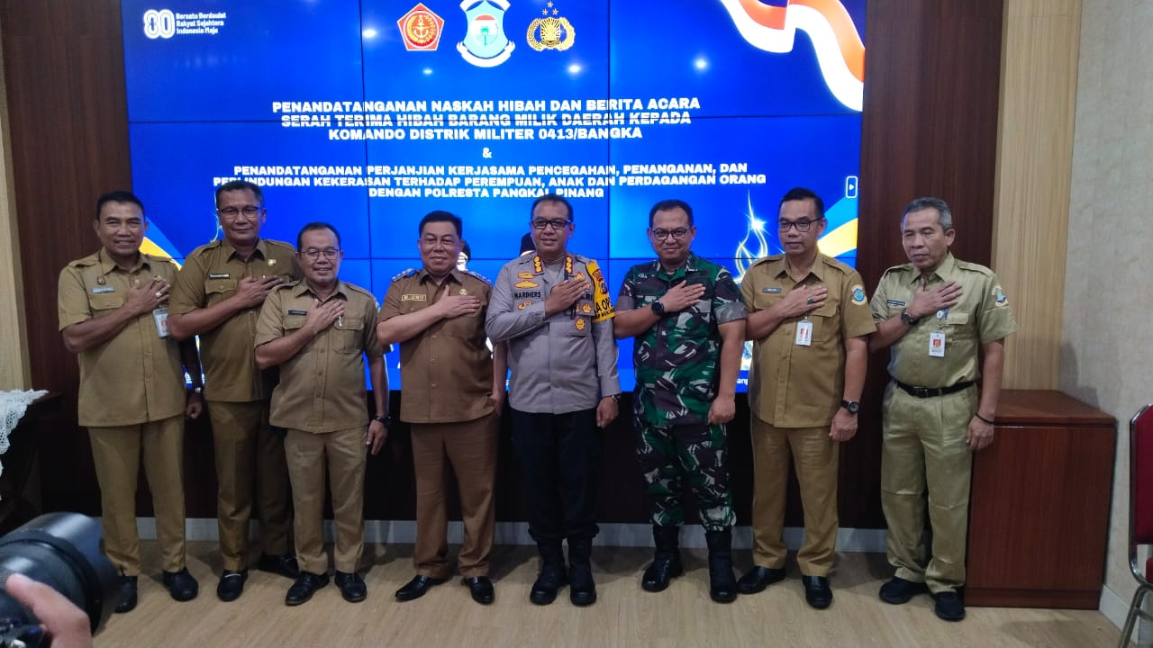 Pj. Wako Tandatangani Penyerahan Hibah Tanah ke Kodim 0413 Bangka dan Kerjasama Dengan Polresta Pangkalpinang