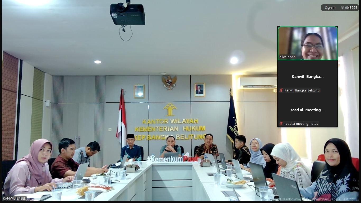Kanwil Kemenkum Babel Gelar Rapat Pendalaman Materi Anev Perda Bersama BPHN