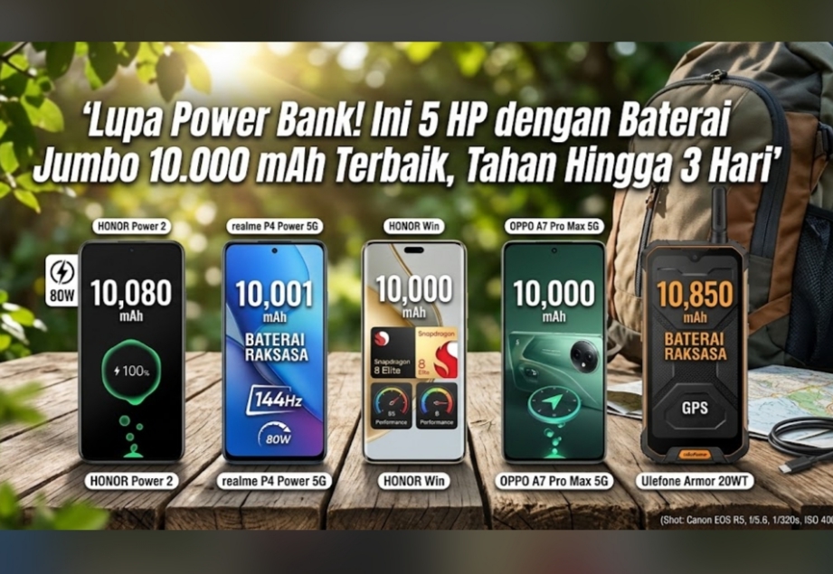 Seperti Power Bank, Ini 5 HP dengan Baterai Jumbo 10.000 mAh Terbaik, Tahan Hingga 3 Hari