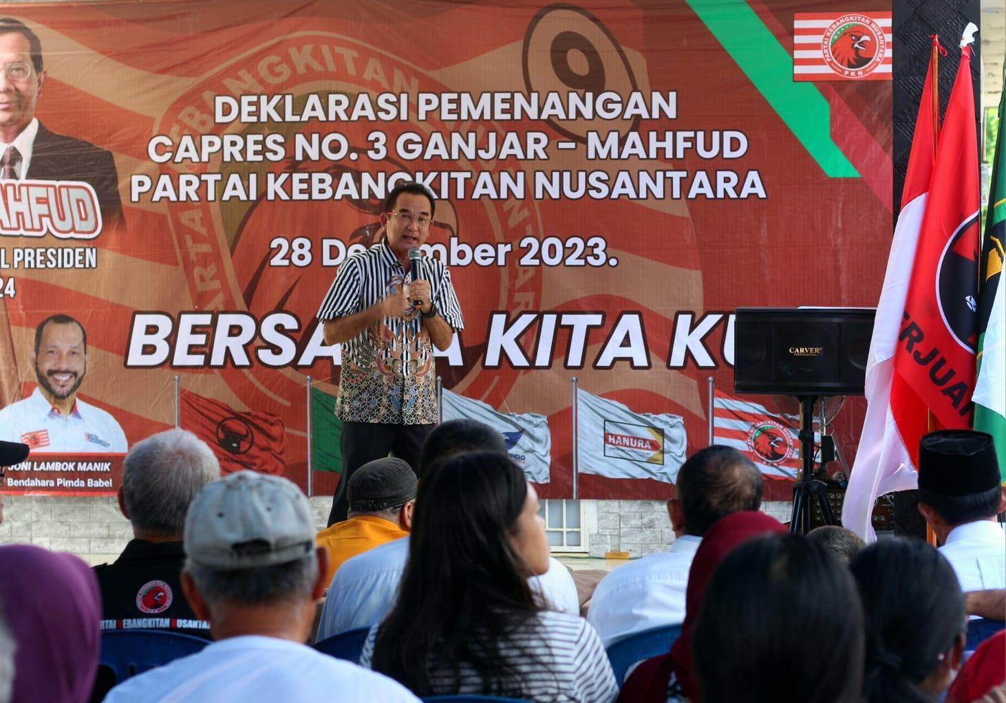  PKN Babel Resmi Deklarasi Dukungan, Rudianto Tjen Optimistis: GANJAR-MAHFUD MENANG 