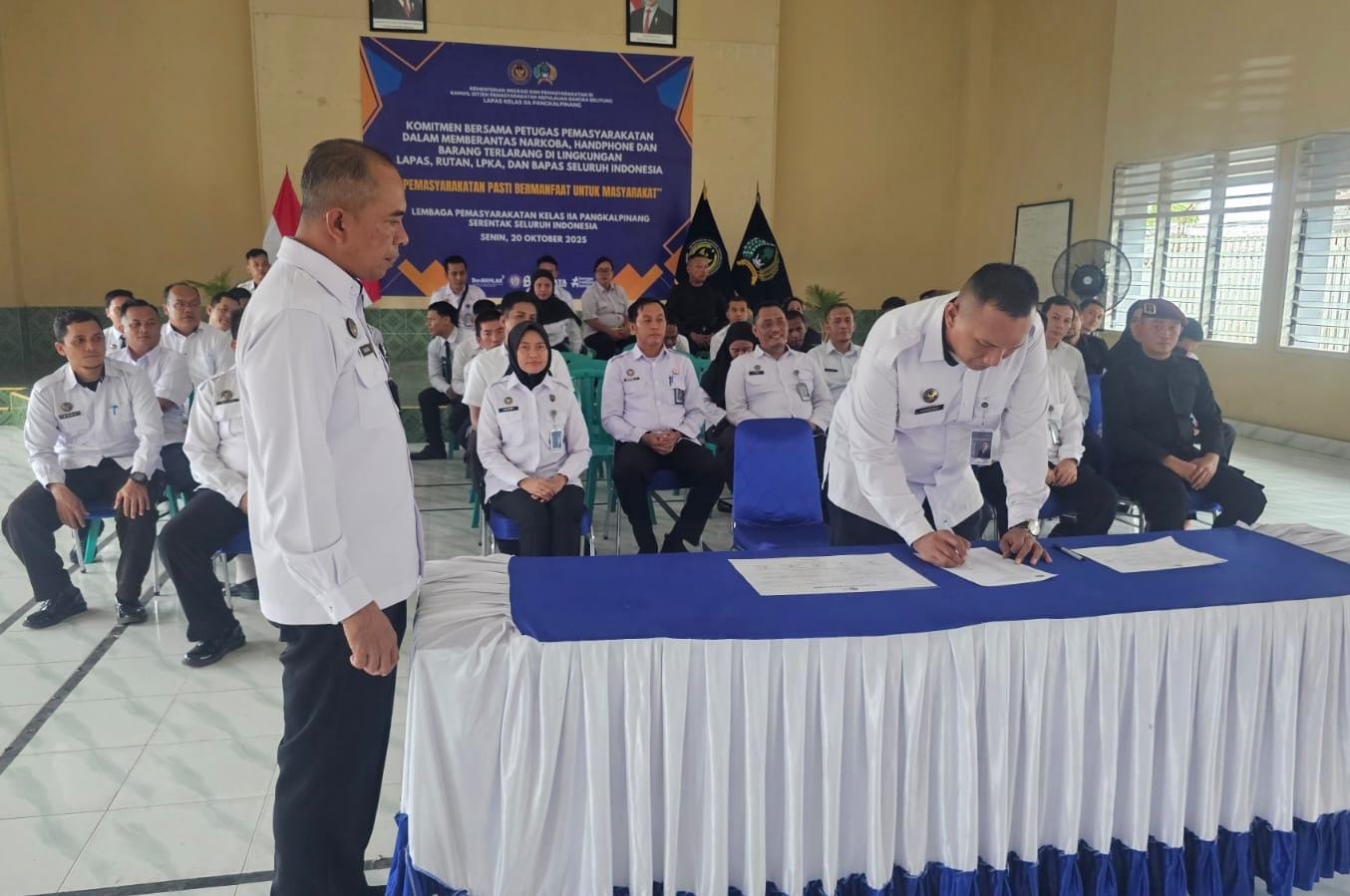 Petugas Lapas Pangkalpinang Teguhkan Komitmen Bersama Berantas Halinar