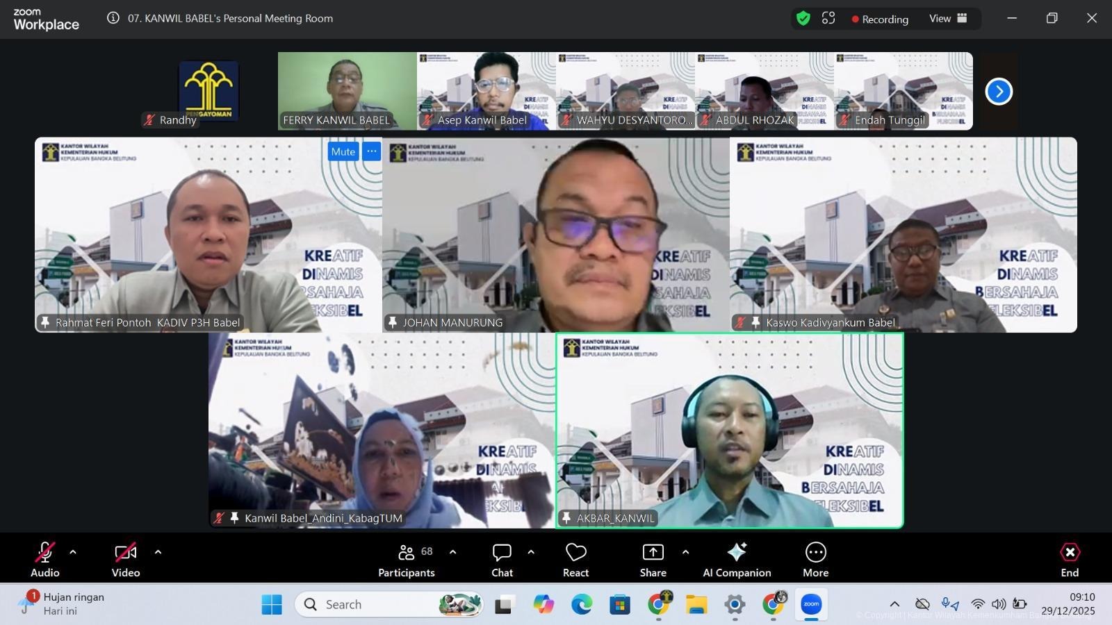 Kanwil Kemenkum Babel Laksanakan Pendampingan Penyusunan SKP Tahun 2025