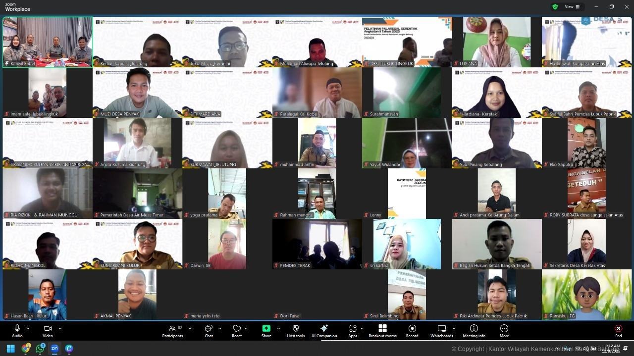 Kanwil Kemenkum Babel Gelar Pelatihan Paralegal Posbankum Desa/Kelurahan se-Kabupaten Bangka Tengah