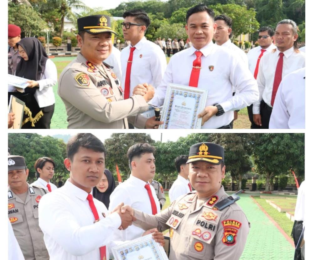 Kapolres Beri Penghargaan Kepada 21 Personel Polres Basel yang Berprestasi Dalam Bertugas 