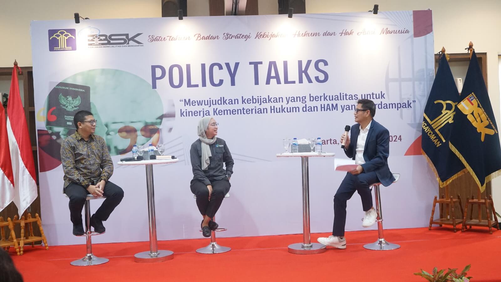 Policy Talks Satu Tahun Badan Strategi Kebijakan Hukum dan HAM