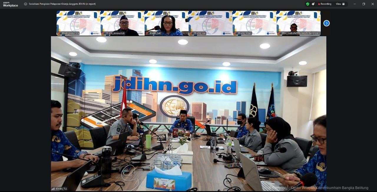 Kanwil Kemenkum Babel Ikuti Sosialisasi Pedoman Pelaporan dan Penilaian Kinerja Anggota JDIHN Tahun 2026