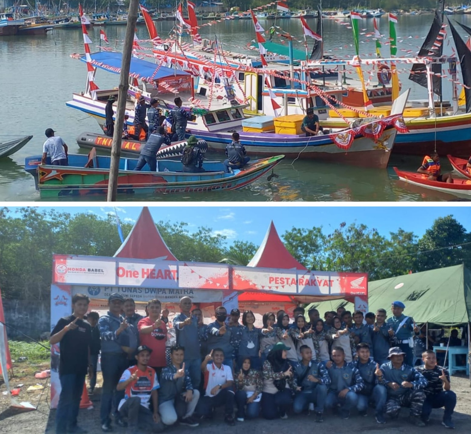 Semarak Hari Kemerdekaan, Lanal Babel Bersama Honda Gelar Lomba Hias Perahu dan Dayung