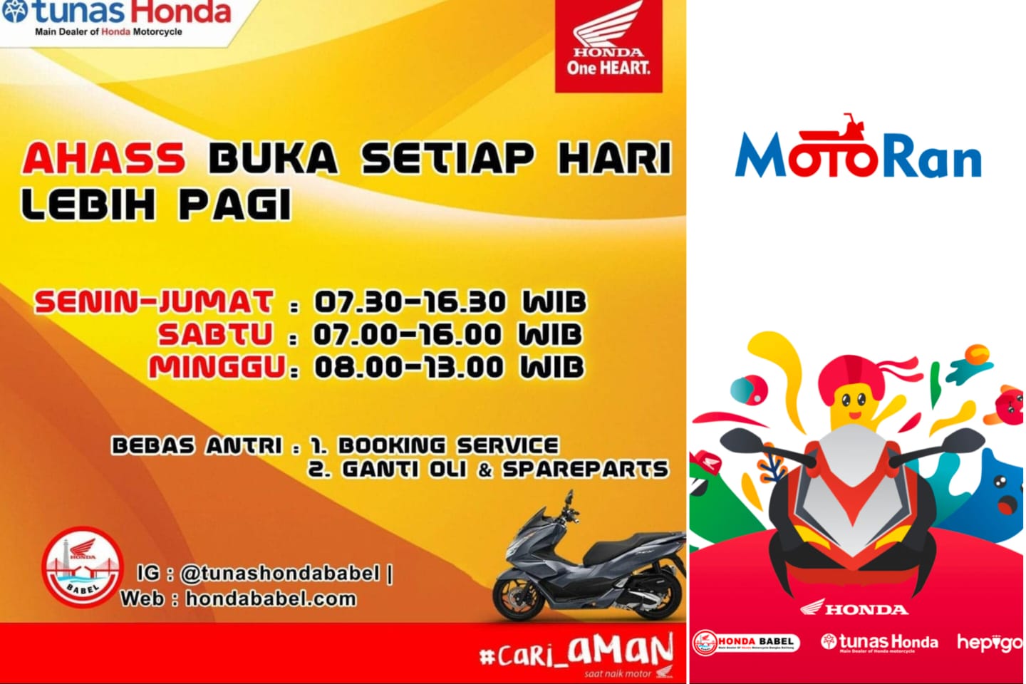 Hanya di AHASS Honda Babel, Service Motor Buka Setiap Hari dan Lebih Pagi!