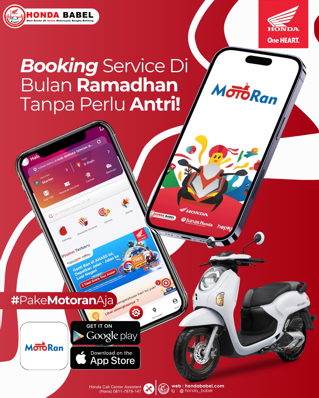 Booking Service Tanpa Perlu Antri di Honda Babel Saat Bulan Ramadhan? Download Aplikasi MotoRan 