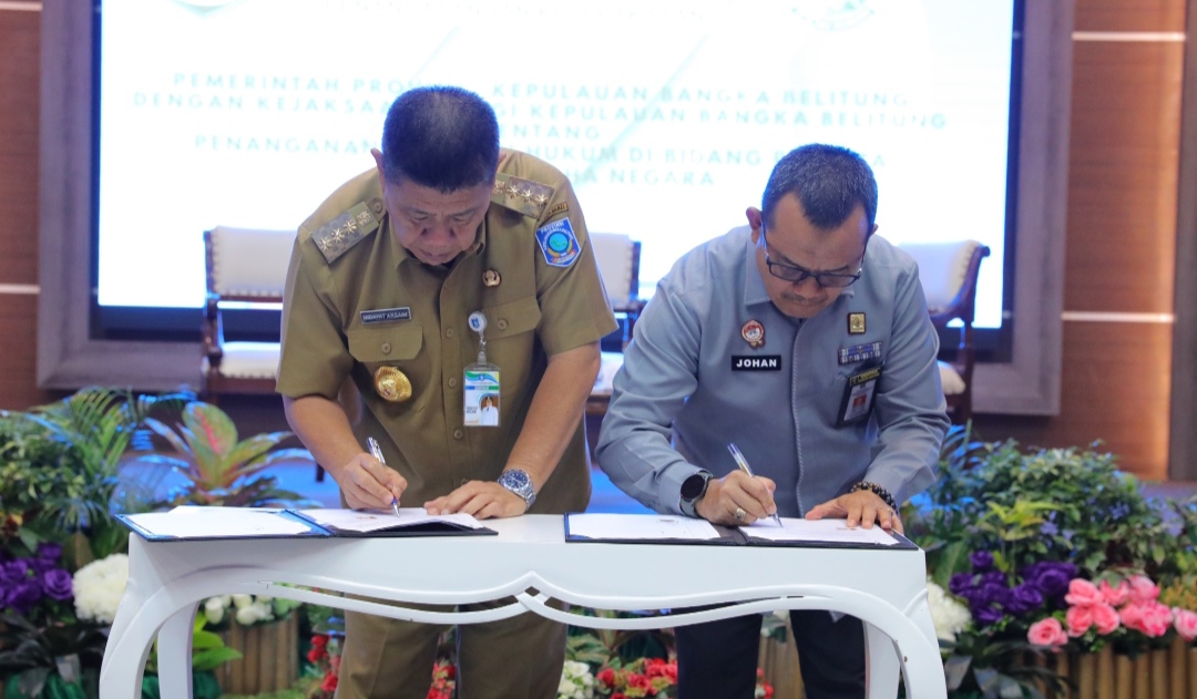 Jamin Pendampingan Hukum, Gubernur Hidayat Teken Nota Kesepakatan dengan Kajati dan Kakanwil Hukum Babel