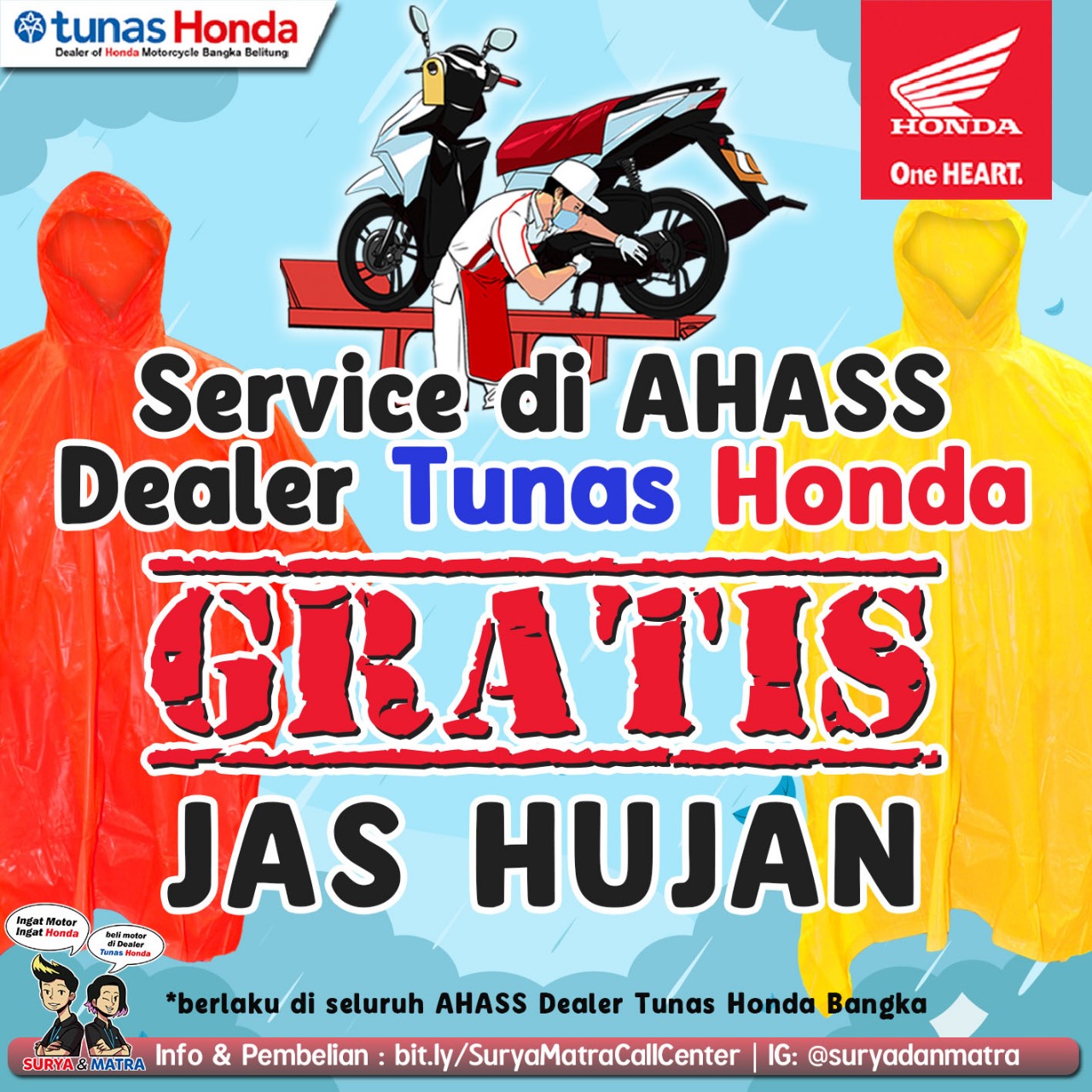 Musim Hujan, Servis di Tunas Honda Dapat Jas Hujan 