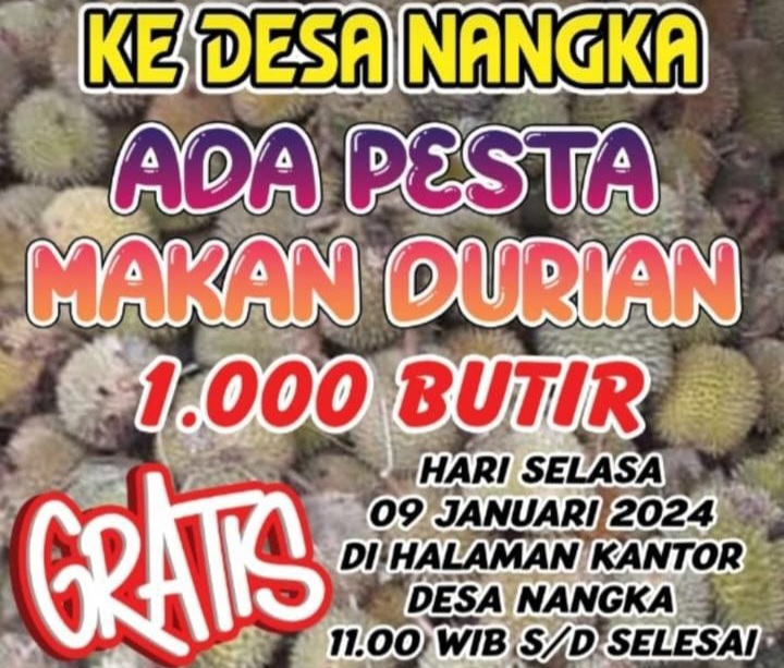 Yuk ke Desa Nangka, Ada 1000 Durian Gratis Saat Festival, Catat Tanggalnya 