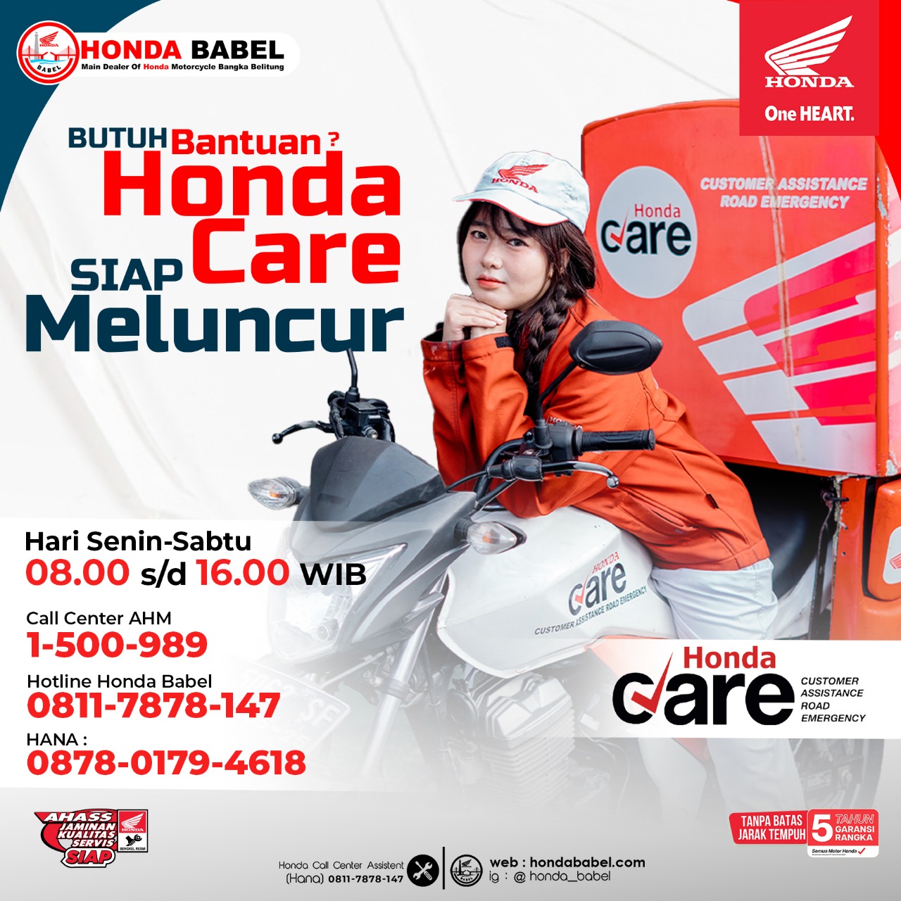 Atasi Masalah Darurat Sepeda Motor Saat di Jalan, Honda Babel Siapkan Layanan Honda Care!