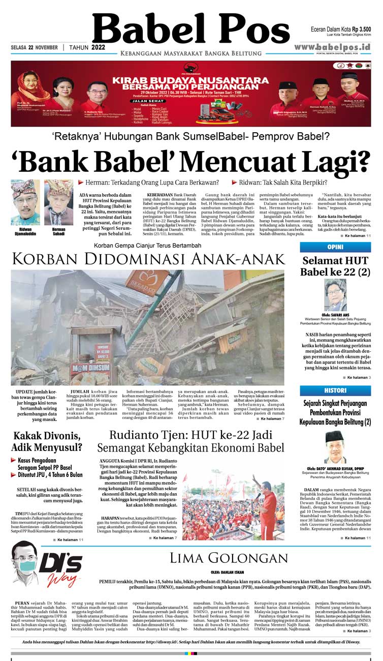 Babel Pos Selasa 22 November 2022