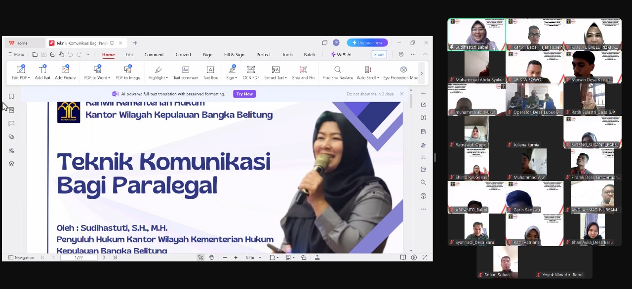 Sebanyak 33 peserta dari Babel akan ikut Pelatihan Paralegal Serentak